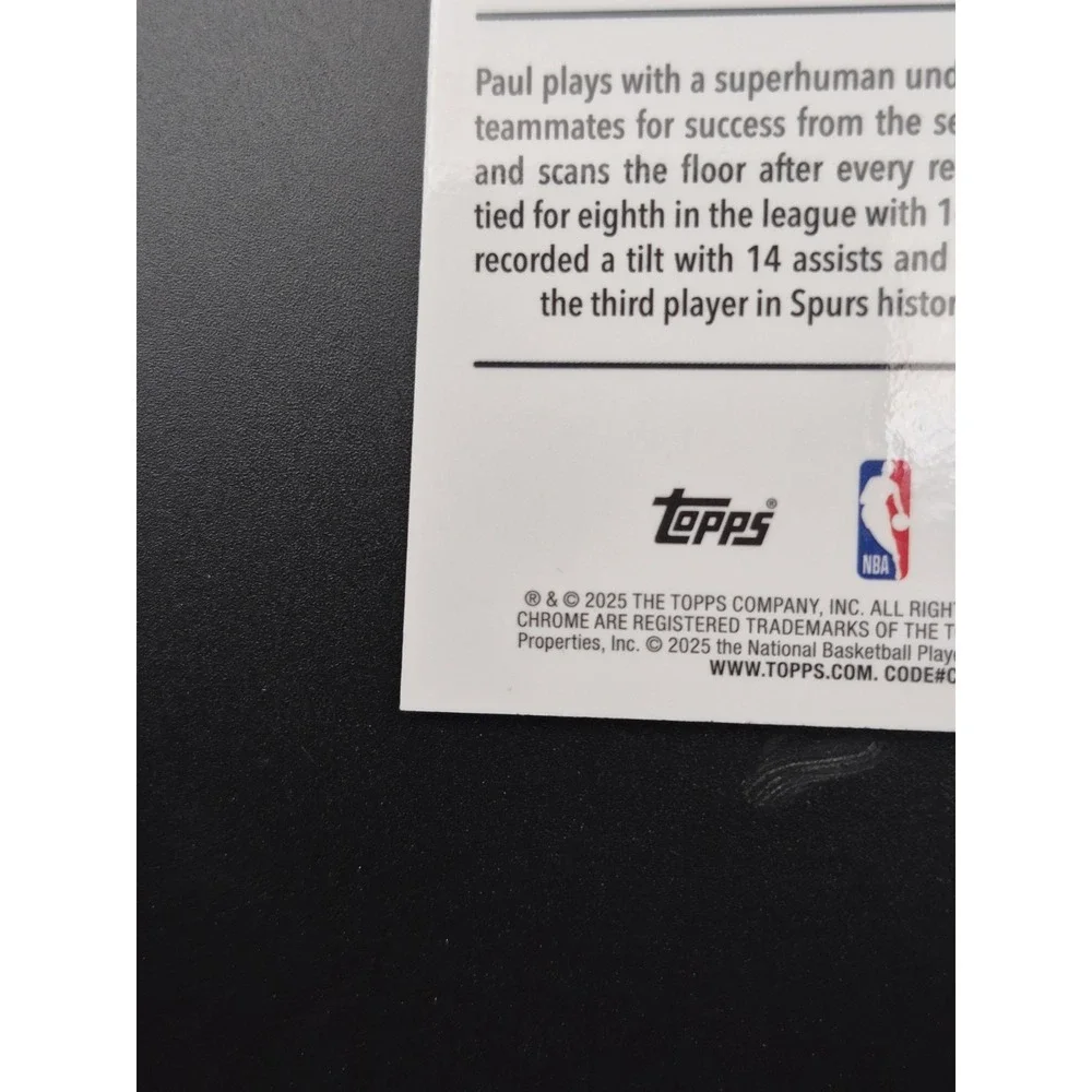 2025-26 Topps Chrome Chris Paul #219 Pulsar Refractor MISCUT RARE Spurs